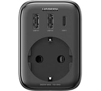 Сетевое зарядное устройство cUgreen d314 diginest outlet extender (1 ac outlets + 30w 2a1c). цвет: черный 90613
