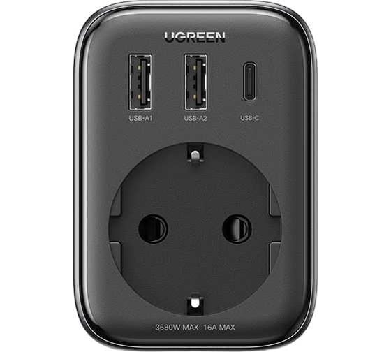 Сетевое зарядное устройство cUgreen d314 diginest outlet extender (1 ac outlets + 30w 2a1c). цвет: черный 90613 1