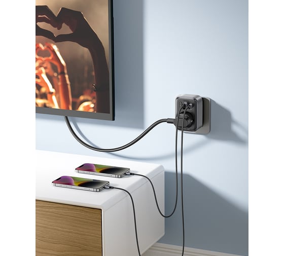 Сетевое зарядное устройство cUgreen d314 diginest outlet extender (1 ac outlets + 30w 2a1c). цвет: черный 90613