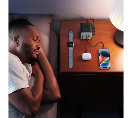 Сетевое зарядное устройство Ugreen cd268 (60113) diginest cube charging station 65w with 2usb-c and 2 usb-a. цвет: серый космос 60113_