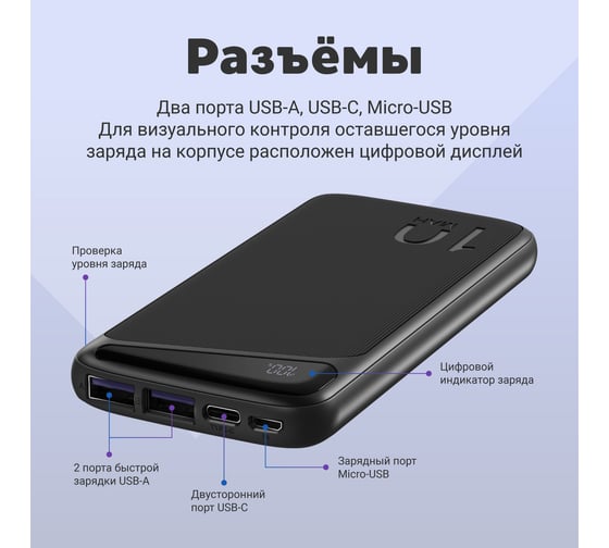 Внешний аккумулятор NAVITEL 10000mAh PowerBank PWR10 MX BLACK