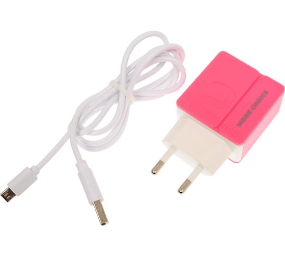 Сетевое зарядное устройство More Choice 2USB 2.4A для micro USB 1 м NC46m Pink