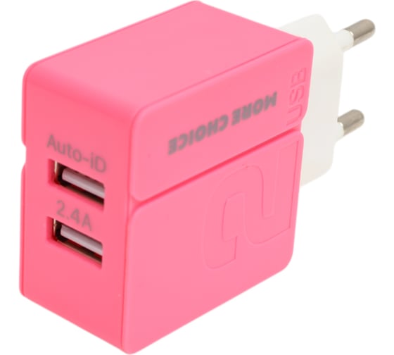 Сетевое зарядное устройство More Choice 2USB 2.4A для Lightning 8-pin 1 м NC46i Pink
