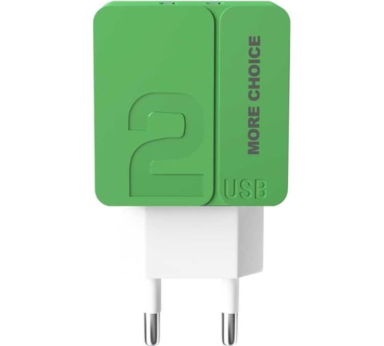 Сетевое зарядное устройство More Choice 2USB 2.4A для Lightning 8-pin 1 м NC46i Green