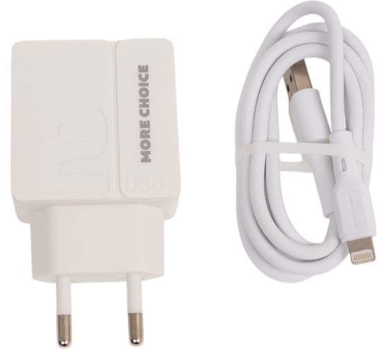 СЗУ More Choice 2USB 2.4A для Lightning 8-pin 1 м NC46i White