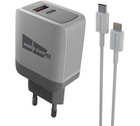 СЗУ More Choice Smart 2USB 3.0A PD 20W+QC3.0 быстрая зарядка для Lighting Type-C NC71Si White