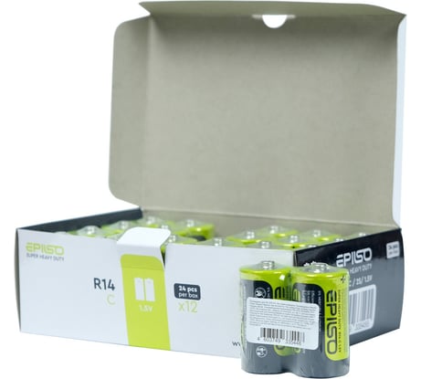 Солевой элемент питания Epilso (угольно-цинковый) R14/C 24 шт EPB-R14-2S-24pc