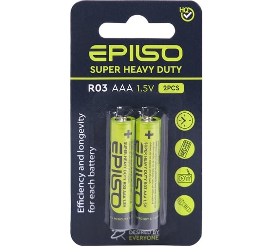 Солевой элемент питания Epilso (угольно-цинковый) r03/aaa 2pcs small blister EPB-R03-2SmB 1