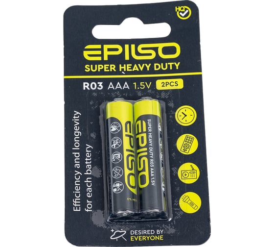 Солевой элемент питания Epilso (угольно-цинковый) r03/aaa 2pcs small blister EPB-R03-2SmB