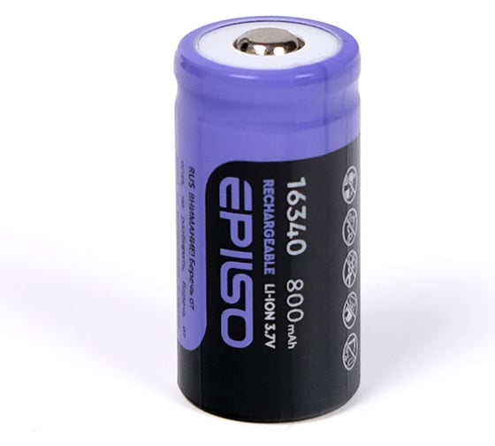 Аккумулятор li-ion Epilso 16340 800mah без защиты EPB-16340-0.8-NP
