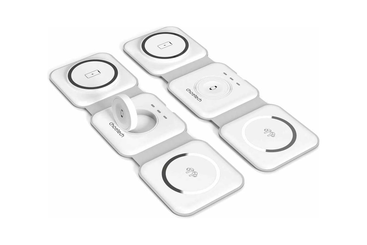 Беспроводное зарядное устройство Choetech 3-в-1 (iPhone+AirPodsPro+iWatch)  15 Вт складное, цвет белый T588-F-CCWH - выгодная цена, отзывы,  характеристики, фото - купить в Москве и РФ