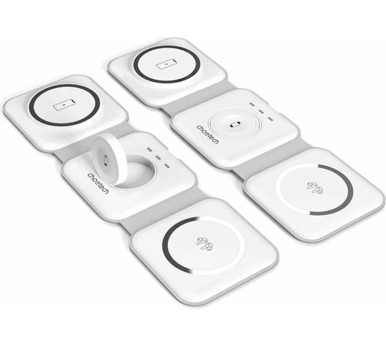 Беспроводное зарядное устройство Choetech 3-в-1 (iPhone+AirPodsPro+iWatch) 15 Вт складное, цвет белый T588-F-CCWH