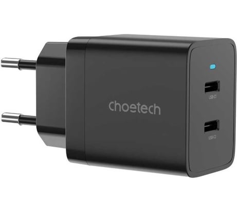 Сетевое зарядное устройство Choetech 40Вт (2xUSB-C) PD/PPS, цвет черный Q5006-EU-BK