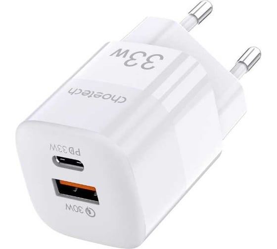 Сетевое зарядное устройство Choetech 33Вт (USB-С + USB-A) PD/PPS, цвет белый PD5006-EU-WH