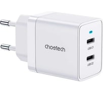 Сетевое зарядное устройство Choetech 40Вт (2xUSB-C) PD/PPS, цвет белый Q5006-EU-WH