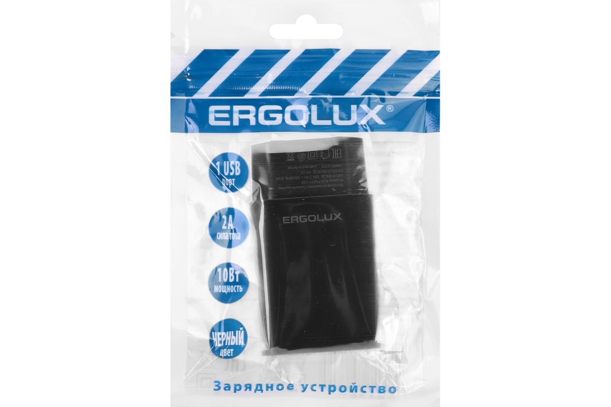 Сетевой адаптер 1usb Ergolux Elx-рa01p-c02 промо 100-220в, 5v/2а ...