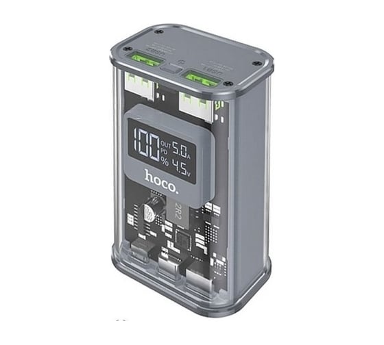 Внешний акб Hoco j105 discovery 10000mah, 2xusb, 1xusb-c, 22,5w, qc3.0, pd20w, led li-pol (серый) 0L-00057800