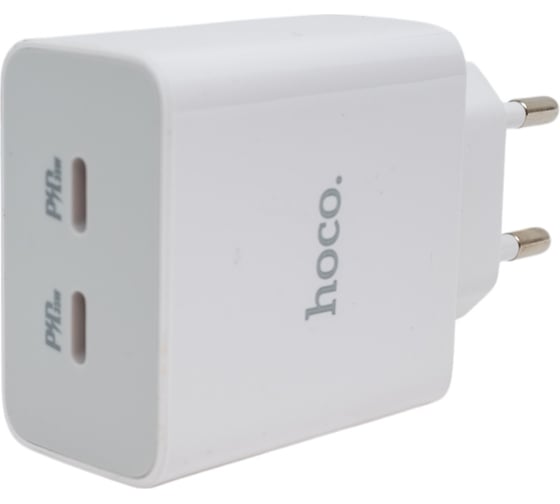 Сзу Hoco c108a leader 2xusb-c, 3а, pd35w, qc3.0, gan (белый) 0L-00057046