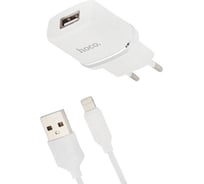 Сзу Hoco c11 smart 1xusb, 1а + usb кабель lightning 8-pin, 1м (белый) 0L-00037573