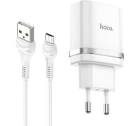 Сзу Hoco c12q smart 1xusb, 3а, 18w, qc3.0, led + usb кабель microusb, 1м (белый) 0L-00044850