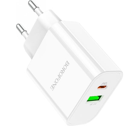 СЗУ Borofone ba55a crown speed 1xusb qc3.0, 3a, 1хusb-c pd, 20w (белый) 0L-00050544