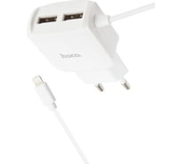 Сзу Hoco c59a mega joy 2xusb, 2.4а, интегр кабель lightning 8-pin, 1м (белый) 0L-00044709