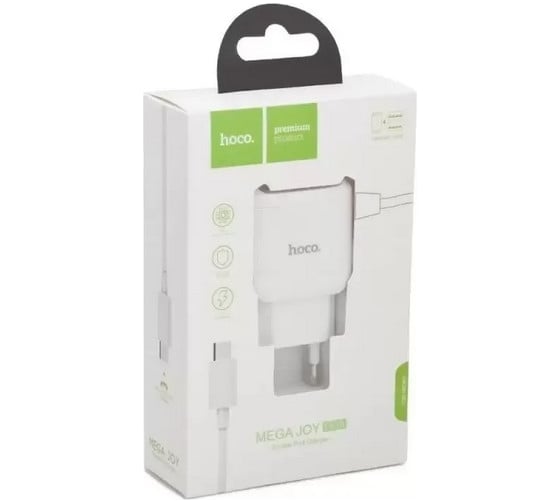 Сзу Hoco c59a mega joy 2xusb, 2.4а, интегр кабель microusb, 1м (белый) 0L-00044710