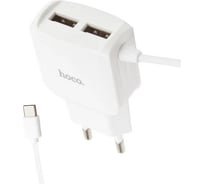 Сзу Hoco c59a mega joy 2xusb, 2.4а, интегр кабель type-c, 1м (белый) 0L-00044711