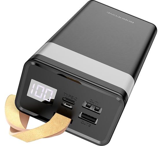 Внешний АКБ Borofone bj18a coolmy 30000mah, 2xusb, 2a, led дисплей, li-pol (черный) 0L-00054019