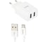 Сзу Hoco c62a victoria 2xusb, 2.1а + usb кабель microusb, 1м (белый) 0L-00041403 1