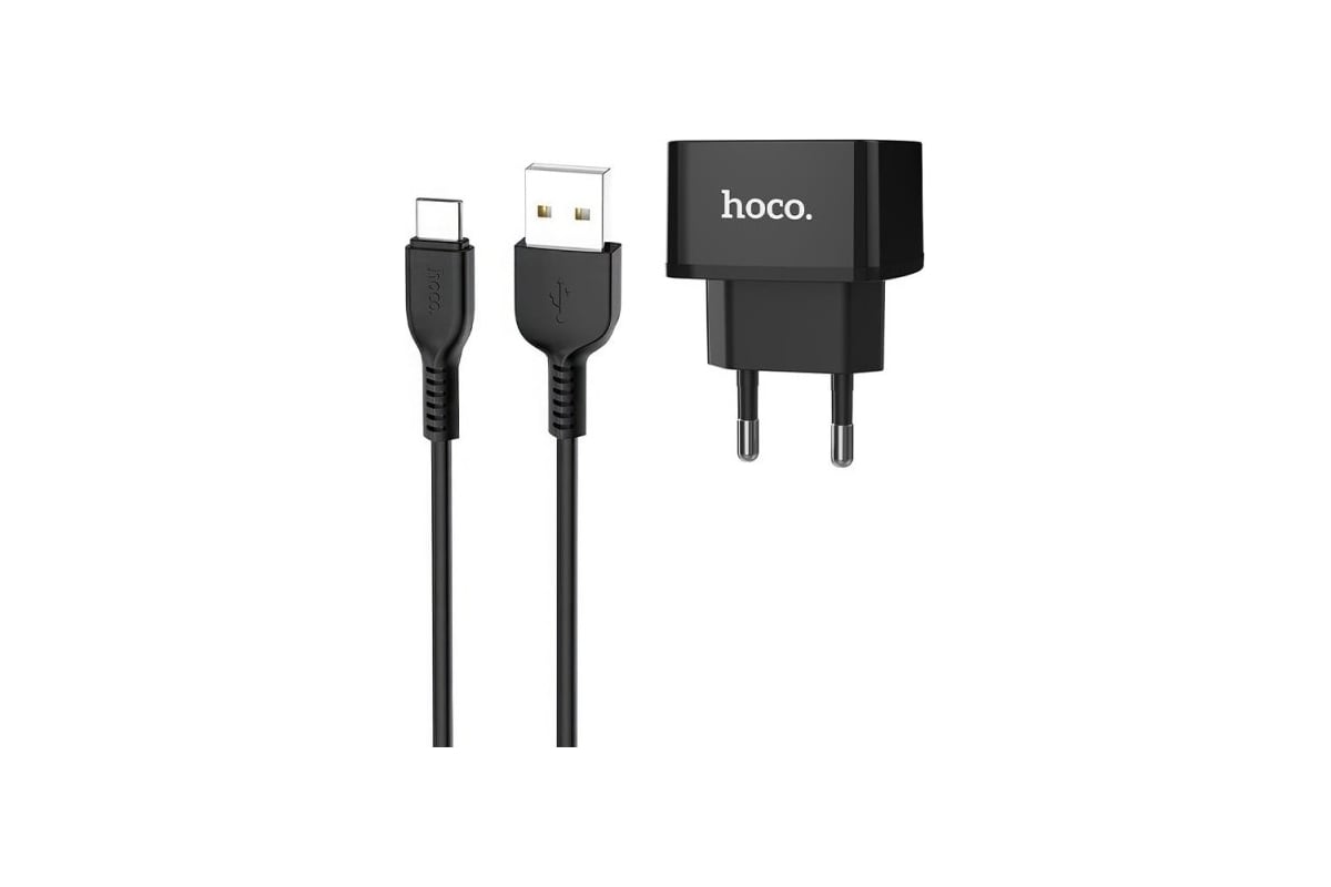 Сзу Hoco c70a cutting-edge 1xusb, 3а, 18w, qc3.0 + usb кабель type-c, 1м  (черный) 0L-00048602