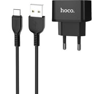Сзу Hoco c70a cutting-edge 1xusb, 3а, 18w, qc3.0 + usb кабель type-c, 1м (черный) 0L-00048602
