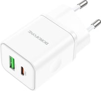 СЗУ Borofone bn7 1xusb, 1xusb-c, qc3.0, pd20w, 3a (белый) 0L-00055156