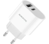 СЗУ Borofone ba62a wiseacre 1xusb + usb-c, 2,4a (белый) 0L-00054440 28118912