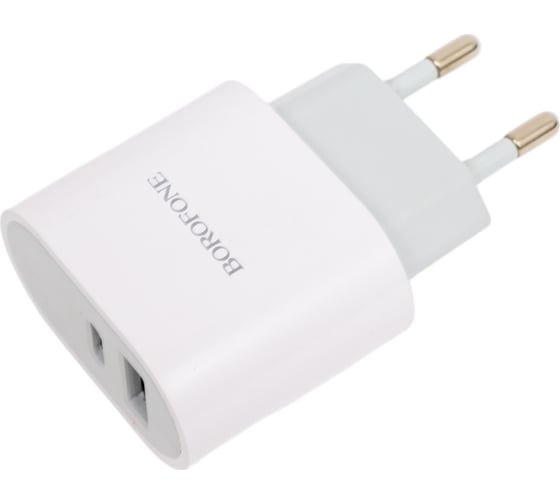 СЗУ Borofone ba62a wiseacre 1xusb + usb-c, 2,4a (белый) 0L-00054440