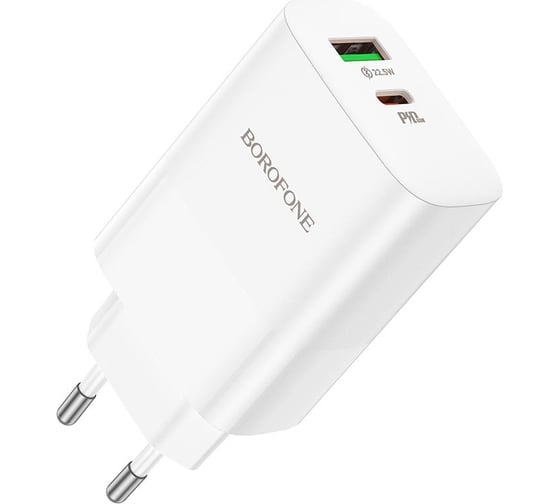 СЗУ Borofone bn10 1xusb, 1xusb-c, qc3.0, pd65w, 3a (белый) 0L-00057158