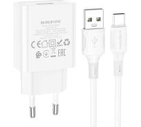 СЗУ Borofone ba74a aspirer 1xusb, 2.1а + кабель type-c, 1м (белый) 0L-00057163