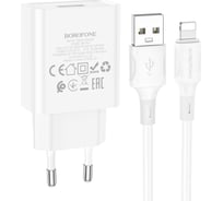 СЗУ Borofone ba74a aspirer 1xusb, 2.1а + кабель lightning 8-pin, 1м (белый) 0L-00057161 23752-BA74AiW