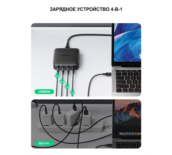 Сетевое зарядное устройство Ugreen USB A + 3 USB C 100W Desktop Fast Charger 70870
