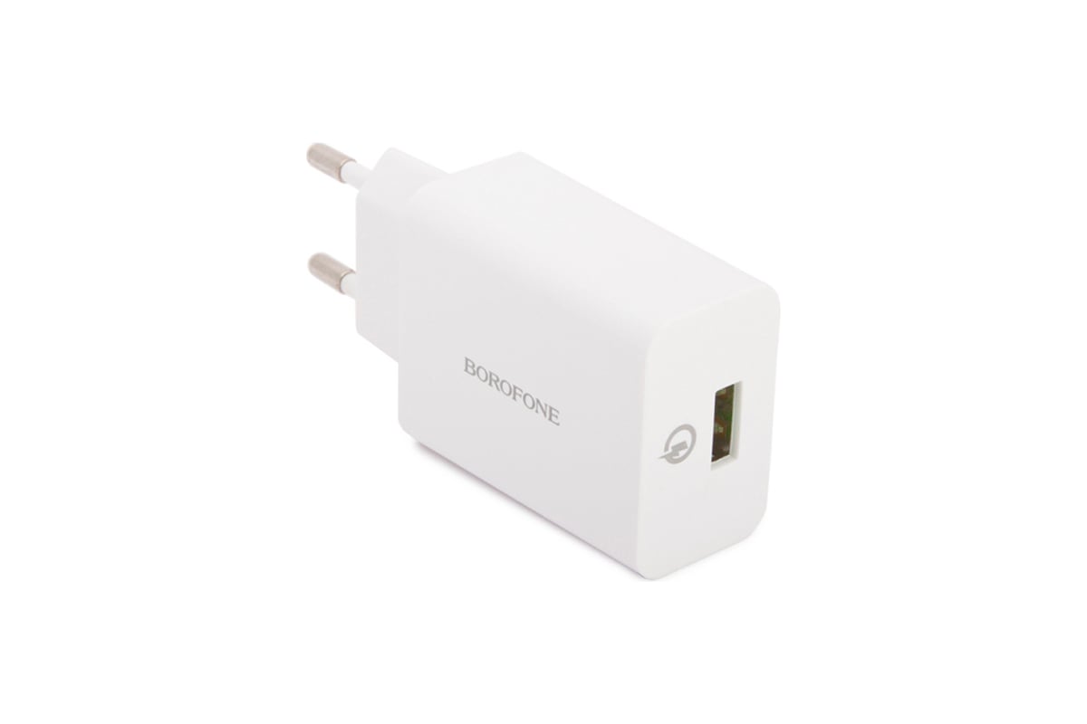 Сетевое зарядное устройство Borofone ba21a long journey 1xusb qc3.0, 18w,  3а, белый 0L-00043638 - выгодная цена, отзывы, характеристики, фото -  купить в Москве и РФ