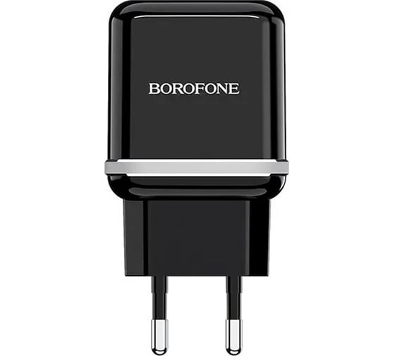 Сетевое зарядное устройство Borofone ba25a outstanding 2xusb, 2.4а + кабель lightning 8-pin, 1м, черный 0L-00050575