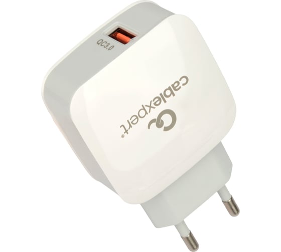 Зарядное устройство Cablexpert 18вт, 3а, qc3.0, 1 порт usb, белый, пакет, MP3A-PC-40