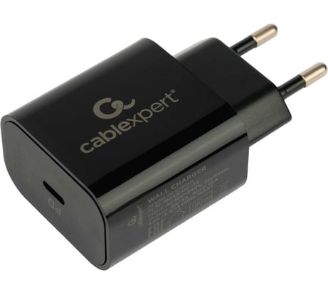 Зарядное устройство Cablexpert 20вт, 3а, qc3.0/pd, 1 порт type-c, черный, пакет, MP3A-PC-45