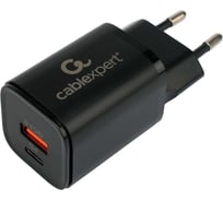 Зарядное устройство Cablexpert 30вт, 3а, qc3.0/pd, 2 порта: usb и type-c, черный, пакет, MP3A-PC-43