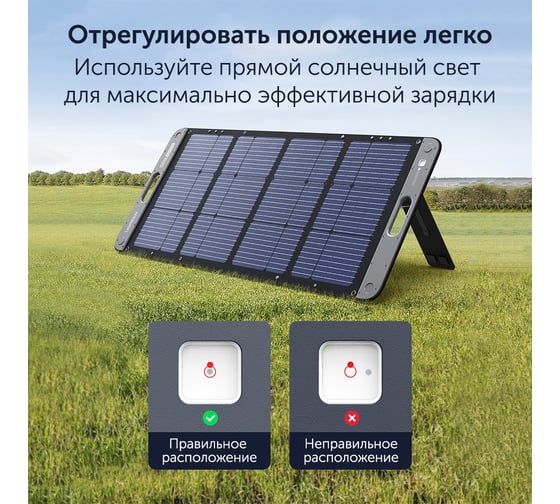 Портативная солнечная панель Ugreen sc100 (15113) solar panel 100вт. цвет: темно-серый 15113_
