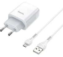 Сзу Hoco c72a glorious 1xusb, 2.1а + usb кабель microusb, 1м (белый) 0L-00048620 28115018