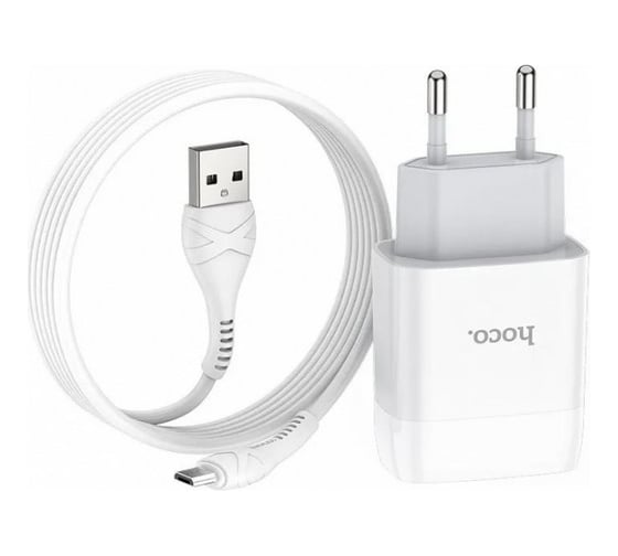 Сзу Hoco c72a glorious 1xusb, 2.1а + usb кабель microusb, 1м (белый) 0L-00048620