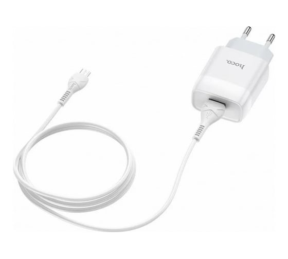 Сзу Hoco c72a glorious 1xusb, 2.1а + usb кабель microusb, 1м (белый) 0L-00048620