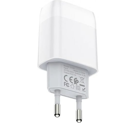 Сзу Hoco c72a glorious 1xusb, 2.1а + usb кабель microusb, 1м (белый) 0L-00048620