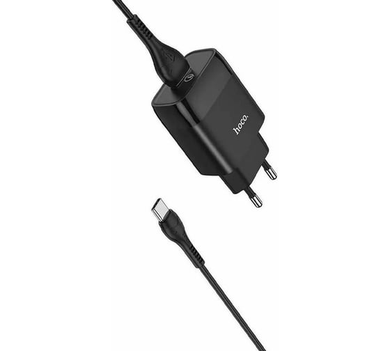 Сзу Hoco c72q glorious 1xusb, 3а, 18w, qc3.0 + usb кабель type-c, 1м (черный) 0L-MG-WF334 1